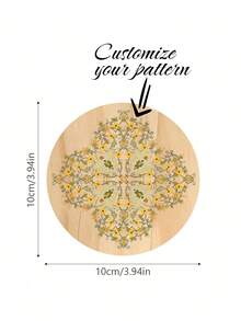 1pc Customized Wooden Coaster, Pine Wood Coaster With Personalized Logo Name, Ideal Gift For Wedding, Engagement, Family Gathering, Friends And Families, Can Customize Your Name, Round Placemat, Beverage Coaster, Coffee Coaster - Multicolor - View 6