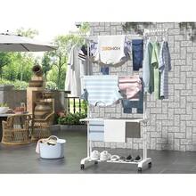 HOMIDEC Clothes Drying Rack, Large 4-Tier Foldable Drying Rack Clothing(67.7H X 19.7W X 30L Inches), Movable With 4 Castors. Multifunctional Stainless Steel Laundry Drying Rack, White,White - 白色 - 查看 3