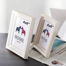 Marcos para fotos 2 Piezas, Portaretratos de 4x6 pulgadas,Marcos Decorativo para Cuadros de Pared y Mesa,Blanco 4x6 - Blanco - Ver 1