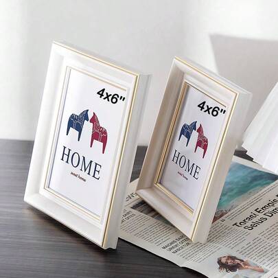 Marcos para fotos 2 Piezas, Portaretratos de 4x6 pulgadas,Marcos Decorativo para Cuadros de Pared y Mesa,Blanco 4x6