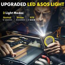 Compresor de aire inalámbrico portátil Carsun, inflador de neumáticos de coche, apagado automático, batería de alta potencia, pantalla digital 150PSI puerto USB, mini bomba de aire de emergencia compacta con iluminación LED - Inalámbrico - Ver 6