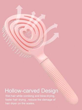 1 pieza Cepillo de pelo con forma de corazón de moda - Peine desenredante, peine desenredante hueco, peine de plástico con forma de amor ventilado con mango de silicona suave antideslizante para mujeres, cabello largo y rizado | Perfecto para viajes, salón, uso doméstico, desenredar y peinar | Regalo perfecto para el Día de San Valentín, cumpleaños, Navidad, aniversario, Día de la Madre, Año Nuevo, Pascua, Acción de Gracias, Halloween para ella, novia, esposa, mejor amiga, hija, hermana, mamá (ideas de regalo ideales)