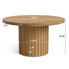 Tribesigns Solid Wood Round Dining Table For 4, 47" Farmhouse Fluted Dining Room Table, Wood Circle Kitchen Table Small Dinner Table For Dining Room, Kitchen, Natural Wood - Natural Wood - View 7
