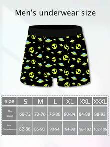 1 Packung spielerische und süße Herren Boxershorts für den Hausgebrauch, Shorts mit Motiv von fliegenden Untertassen und Aliens, aus Strickstoff, atmungsaktiv und feuchtigkeitsableitend, weich und hautfreundlich, Boxershorts mit Cyber-Alien Motiv, neuartige Herren Shorts. - Verschiedenfarbig - Übersicht 6