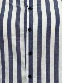 FEIAO Men's Retro Old Money Style Striped Beach Shirt Casual Long Sleeve Shirt Versatile Four Seasons Style - Blue and White - View 4