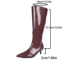 女士中筒靴 - 酒紅色 - 查看 6