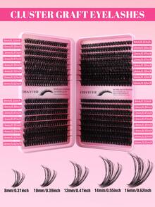 Kit de Extensão de Cílios DIY 800/640 (50D+60D+80D+100D) - Conjunto de Cílios de Grande Capacidade. Inclui Cílios Individuais (10-16mm), Cílios Curvados com Curvatura D, Conjunto de Cílios Curvados em Tamanho Mini para Viagem. Inclui Tufo de Cílios para Extensão DIY, Cílios Individuais e Cílios Postiços. - D - Ver 4