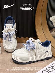 1 Pair Women's Lace-Up Low-Top Casual Sneakers, Fashion Lightweight Non-Slip Outdoor Sports Shoes - 米深藍色 - 查看 5