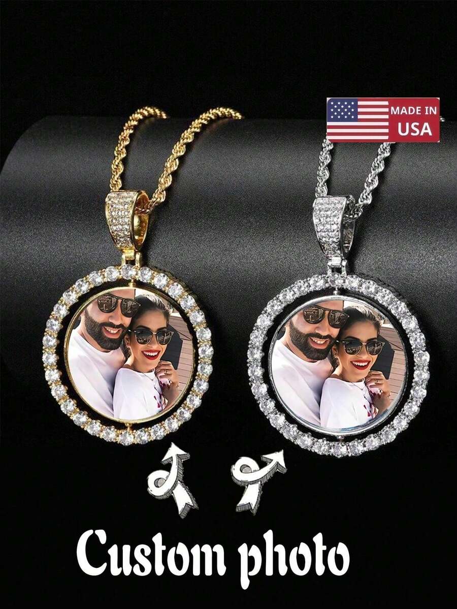 Customized Picture Necklace, Personalized Photo Pendant Necklace, Men's And Couples' Memorial Gift Gold,Rose Gold,Silver Stylish,Fall Fashion,Vintage,Unisex,Simple,Casual,Hipster,Goth,Punk Custom,Personalized,Unique Ideal Gifts For Her Her,Boyfriend,Girlfriend,Dad,Mom,Family,Friends,Pets,Son,Daughter,Grandparents For Anniversaries,For Valentine's Day,For Mother's Day,For Birthdays,For Graduation,For Father's Day,For Weddings,For Daily Wear,For Party,For Prom,School Supplies,Back To School,School Gift,For Office,For School,For Classroom,For Teacher Gifts,For University,For Colleague,For Dorm Rooms,For Teacher,For Boys And Girls,For Teenagers,Junior High School Students,Middle School Students,High School Senior High School Students,College Students,University Students,Freshman,Sophomore,Unde - 彩色 - 查看 1