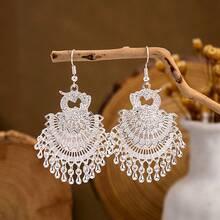 Blue Peacock Earrings Imitation Miao Silver  Totem Phoenix Bell Earrings Ear Jewelry - H2989/Phượng Hoàng Bạc - Xem 5