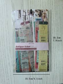 30张/包复古票根贴纸，适用于手工日记、DIY剪贴簿、拼贴相册、创意文具、工艺贴纸、卡片制作 - 彩色 - 查看 5