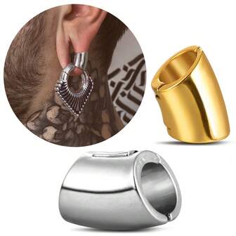 1pc Reversible Ear Lobed Cuff Plugs Gauge Expander 316L Stainless Steel Tunnels Stretcher Earring Body Piercing Jewelry Cool