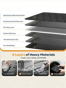 600D牛津布汽车宠物座椅套 - 防水防刮，加厚绗缝后座保护套，适用于狗狗，易于清洁，通用型，适用于轿车、SUV和MPV - 後座坐墊 - 查看 7