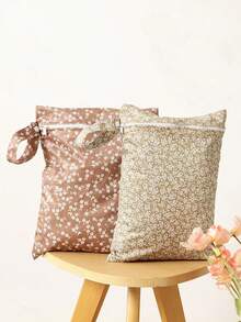 2pcs Floral Waterproof Tote Bag, Beach Wet Bag, Baby Shower Party Home Decor Gift - Multicolor - View 11
