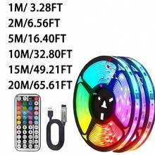 1米/2米/3米/5米/10米/15米/20米 RGB LED灯带，自粘式LED灯，带44键遥控器，可调光，适用于房间、游戏室等。 - 多色光 - 查看 12