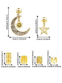 45pcs Women's Braided Hair Beads Accessories, Moon & Star Pattern, Fashionable Unique Hair Clips, Learning Supplies