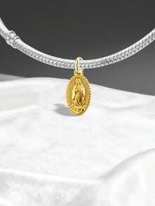 1件简约独特925纯银复古瓜达卢佩圣母纪念吊坠，精致礼物，圣诞节DIY吊坠饰品礼物，男女皆宜 - 款式5 - 查看 5