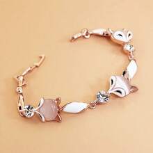 Pulsera de Piedra Ojo de Gato Colorida para Mujeres, Joyería de Animal Pequeño Zorro, Accesorios Simples de Oro Rosa Aura, Regalo del Día de la Madre - Piedra de ojo de gato blanca - Ver 14