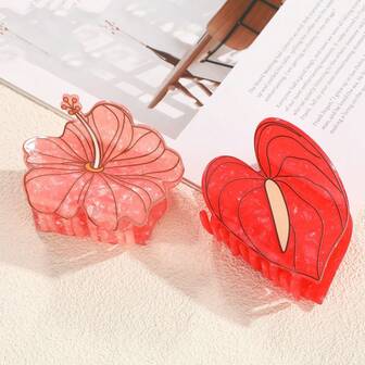 Floral Print Hair Claw Clips, Vintage French Chic Hair Claw Clips, Sweet Girl Hair Accessories Suitable For Wedding, Boho Holiday Fashion, Beautiful Gift