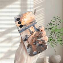 Funda de Teléfono Gaviota en la Playa para Samsung Galaxy A03S A04 A05S A06 A07 A13 A14 A15 A16 5G A17 A21S A22 A23 A24 A25 A26 A32 A34 A35 A36 A50 A52 A53 A54 A55 A56 A73 S21 Ultra S22 Plus S23+ S24 FE S25 Funda de Teléfono Transparente a Prueba de Golpes de Cobertura Completa TPU Funda Protectora de Carcasa Suave Simple y a la Moda - Multicolor - Ver 3