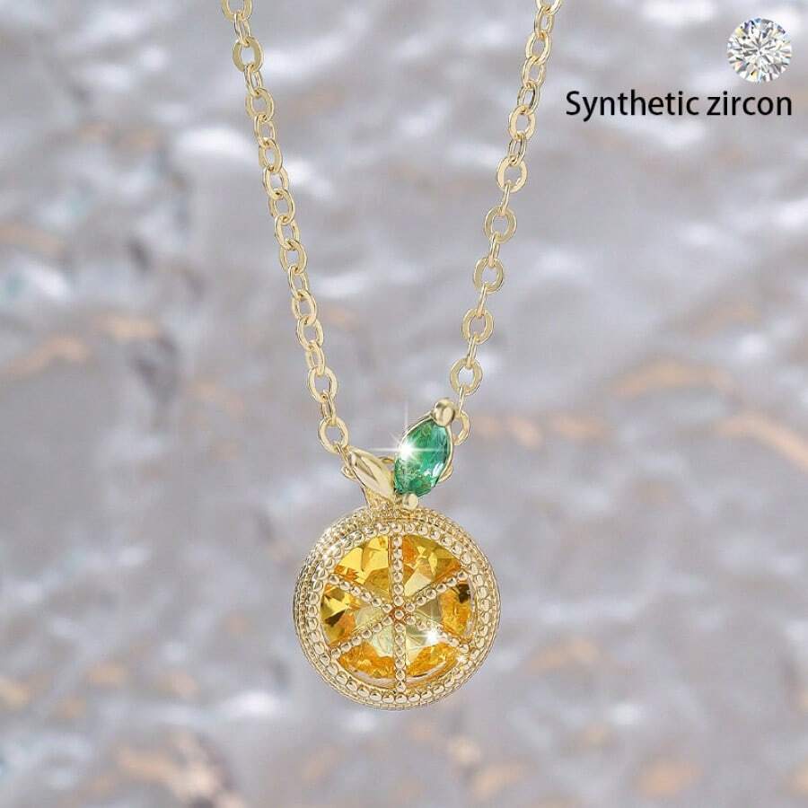 2026 Verano Nuevo Collar de Cadena de Fruta Refrescante para Mujeres Estilo Coreano y Japonés Ins Moda Joyería de Cadena de Cuello Versátil - Rojo dorado XL68236-H - Ver 1