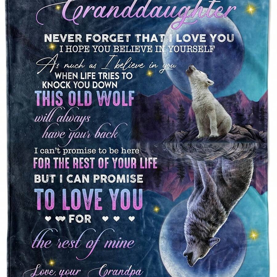 Wolfs Blanket Xmas Gift For Granddaughter Love Grandpa Fce Sherpa Blankets - 款式 - 查看 1