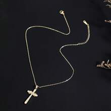 1PC, Eternal And Infinite Love 8-Character Diamond-Encrusted Cross Necklace, Golden Necklace, Girl's Collarbone Chain Accessory - Multicolor - View 7