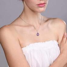 ¡RecomendadoCollar con colgante de lágrima de amatista de 6.50 quilates para mujer en plata de ley 925 |   forma de pera de 16 x 12 mm |   piedra natal de piedras preciosas |   con cadena de plata de 45.72 cm,¡Top de Temporada - 1 - Ver 6