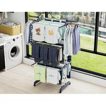 HOMIDEC Clothes Drying Rack, Oversized 4-Tier(67.7\ High) Foldable Stainless Steel Drying Rack Clothing, Movable Drying Rack With 4 Castors, 24 Drying Poles And 14 Hooks For Bed Linen, Clothing, Grey,Gray - Gray - 查看 4