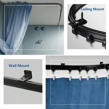 1 Set - Ceiling Curtain Track Flexible Curved Curtain Track, 16-Foot Wall-Mounted Sliding Ceiling Track And Clip Curtain Track, System Set As RV Room Divider (Black) Bathroom Decor - Black - View 9