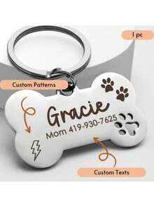 1pc Personalized Dog Tag, Pet ID Tag, Stainless Steel Bone Shaped Dog Tag, Laser Engraved, Customized Dog Collar Tag, Pet Gift, Dog Name Plate, Personalized Bone Dog Tag, Engraved Dog Tag, Personalized Dog Tag, New Puppy Gift, Pet Christmas Gift, Christmas Gift, Vacation Vibe, Autumn Decor - Silver - View 19