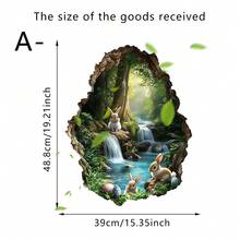 1张兔子洞风景墙贴，防水PVC自粘材质，适用于卧室、客厅、玄关装饰、复活节装饰 - 彩色 - 查看 11