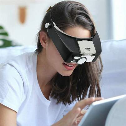 Jeweler Headband Magnifier Led Lighting Shade Magnifier Loupe Magnifying Glass-