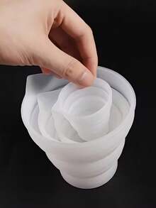 Juego de tazas de medición de silicona y resina - Tazas de mezcla plegables con escala para hacer velas, manualidades de joyería - Material de silicona duradero, fácil de limpiar - 250ML/500ML - Blanco - Ver 5