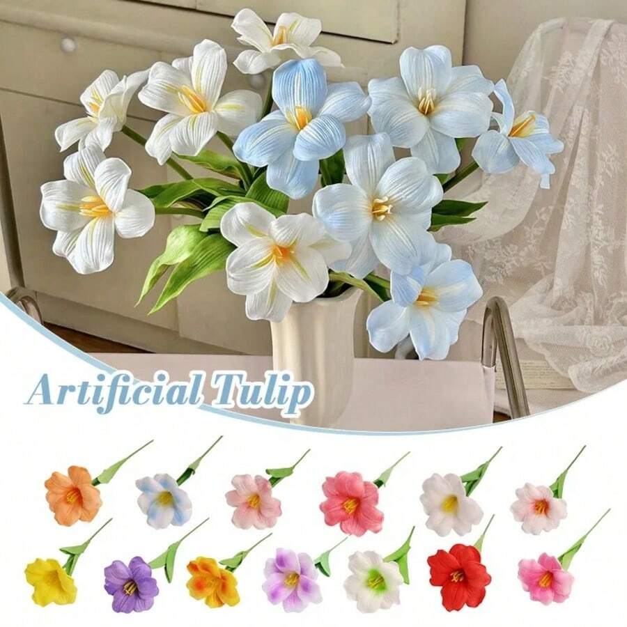 1pc Realistic Artificial Tulip, Lifelike Texture, Suitable For Weddings, Spring Bouquets, Floral Arrangements, Home Parties, Office Decor, Mother's Day, Easter, Valentine's Day, Available In Multiple Colors