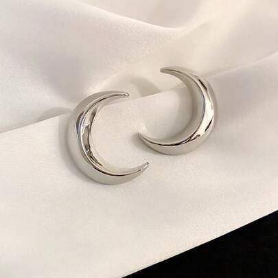 Pendientes de Luna Geométricos en Forma de C de Metal Brillante Moda Elegante Cielo Estrellado En Stock Entrega Rápida Pendientes de Joyería