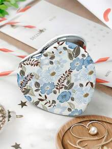 1 buc Oglindă compactă pliabilă, imprimată față-verso, cu inimă, imprimată, ușor de transportat, oglindă de machiaj pliabilă - mică, față-verso cu funcție de mărire, potrivită pentru portofele și călătorii, Ziua Îndrăgostiților, cadou perfect pentru femei, fete și mame