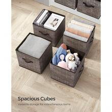 Storage Cubes, 13-Inch Non-Woven Fabric Bins With Double Handles, Set Of 6, Closet Organizers For Shelves, Foldable, For Clothes, Walnut Color UROB033K02,13inchLx13inchWx13inchH,WalnutColor - 胡桃色 - 查看 8