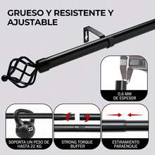 Casaisla Home Collection Cortinero de Metal Extensible (80 a 360 cm) Soporta 22 Kilogramos, Diámetro Exterior 25 mm, Elegante, Práctico y Ajustable, Para Ventanas Chicas, Medianas y Grandes - Negro - Ver 8