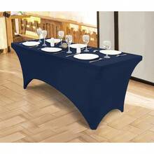 Utopia Kitchen Spandex Table Cloth 1 Pack [6FT Navy Blue] Tight Fitted Washable And Wrinkle Resistant Stretch Rectangular Patio Table Cover For Event Wedding Banquet And Parties [183Lx76Wx76H] Cm - NavyBlue - View 4