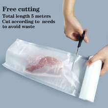 两卷装(每卷300厘米)真空密封袋,多种宽度可选,防撕裂,可重复使用,延长食物保鲜时间,是食物储存和备餐的理想之选,适用于肉类、谷物、水果和蔬菜,厨房收纳好帮手,厨房必备品。 - 白色 - 查看 7