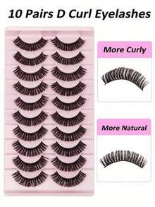10 pares de pestañas postizas estilo ruso D-Curl esponjosas y gruesas, pestañas falsas de visón súper densas, crean un efecto de elevación de ojos, look de maquillaje dramático y grueso - Pestañas Fluffy - Ver 4