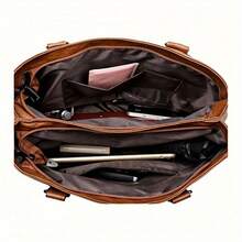 Retro Style Women's Crossbody Bag - Multi-Layer Design Removable Shoulder Strap, Zipper Closure, Options Dark Brown/Grey/Yellow/Black - màu nâu - Xem 6