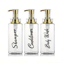 500ml/16.9oz Transparent Square Shampoo Bottle With Pump Dispenser, Suitable For Shampoo, Conditioner, Body Wash, Ideal For Bathroom Decor, Autumn Decor And Back To School - Clear - View 7