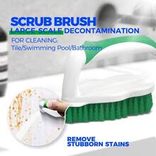 7-Piece Deep Cleaning Brush Set With Scraper Tips - Multi-Surface Scrub Pads For Pool Walls, Bathroom Grout, Floors & More (Green) - Green - View 2