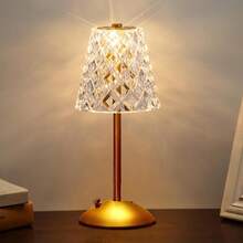 Crystal Lamp With Adjustable LED Lights, Rechargeable Ambient Lights, USB Night Lights For Desks, Dining Rooms, Kitchens, Bedrooms And Living Rooms, Home Decoration Bedside Lamps, Hotel And Bar Lighting, Touch Version With 3 Colors, Christmas Gift - 02 - 查看 2