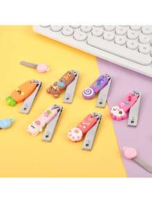 Adorable Cartoon Animal-Shaped Nail Clippers And Nail File Set, Macaron Colour Palette, PVC Cartoon Designs, A Seasonal Nail Care Gift Box Suitable For Everyday Use.