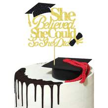 1pc Shiny "She Believed She Could, So She Did" Graduation Cake Topper, Shiny Gold Graduation Party Decor, 2026 Girls Graduation Cake Decoration, High School/College Graduation Supplies - Multicolor - View 7