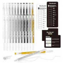 Shuttle Art Colored Pens, 22 Black White Gray & Metallic Tone Colors Cute Journal Pens 0.6mm Fine Point Colored Gel Pens For Black Paper Writing Drawing Journaling Note TaFKing Schoolsss Office Home - 22黑白灰金屬色調 - 查看 2