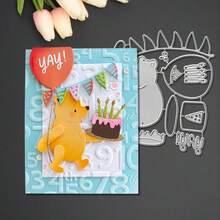 Creative Bear And Birthday Cake Metal Cutting Dies, DIY Scrapbooking Album And Embossing Stencil, Greeting Card Making Tool, Card Paper Cutting Crafts ,Gift Card Making Template Die Cuts. - Silver - View 2